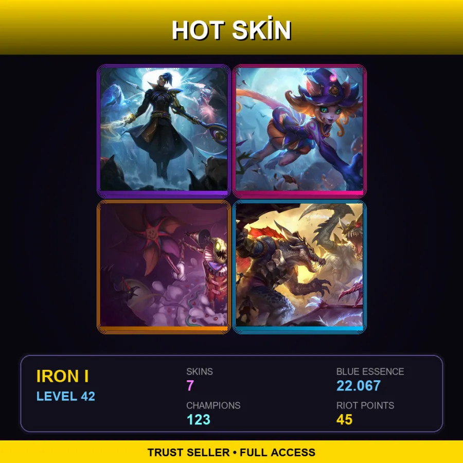 SG | Lv42 | Iron I | 7 Skin | 123 Champ — LoL account