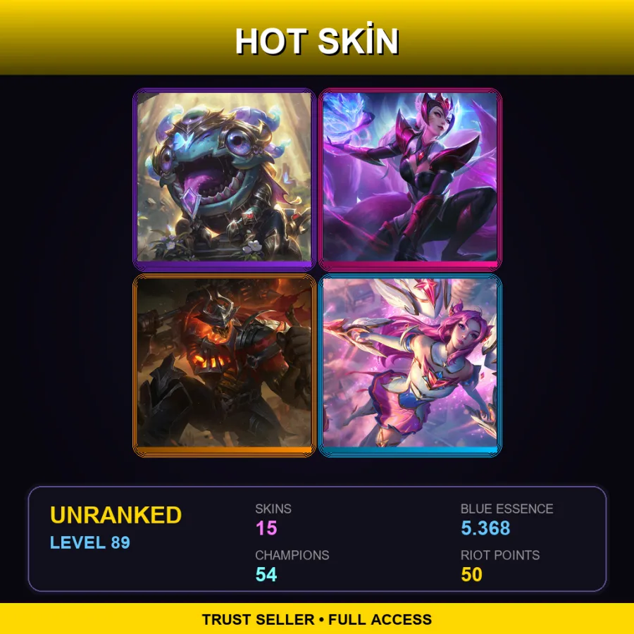 VN | Lv89 | Unranked | 15 Skin | 54 Champ — LoL account