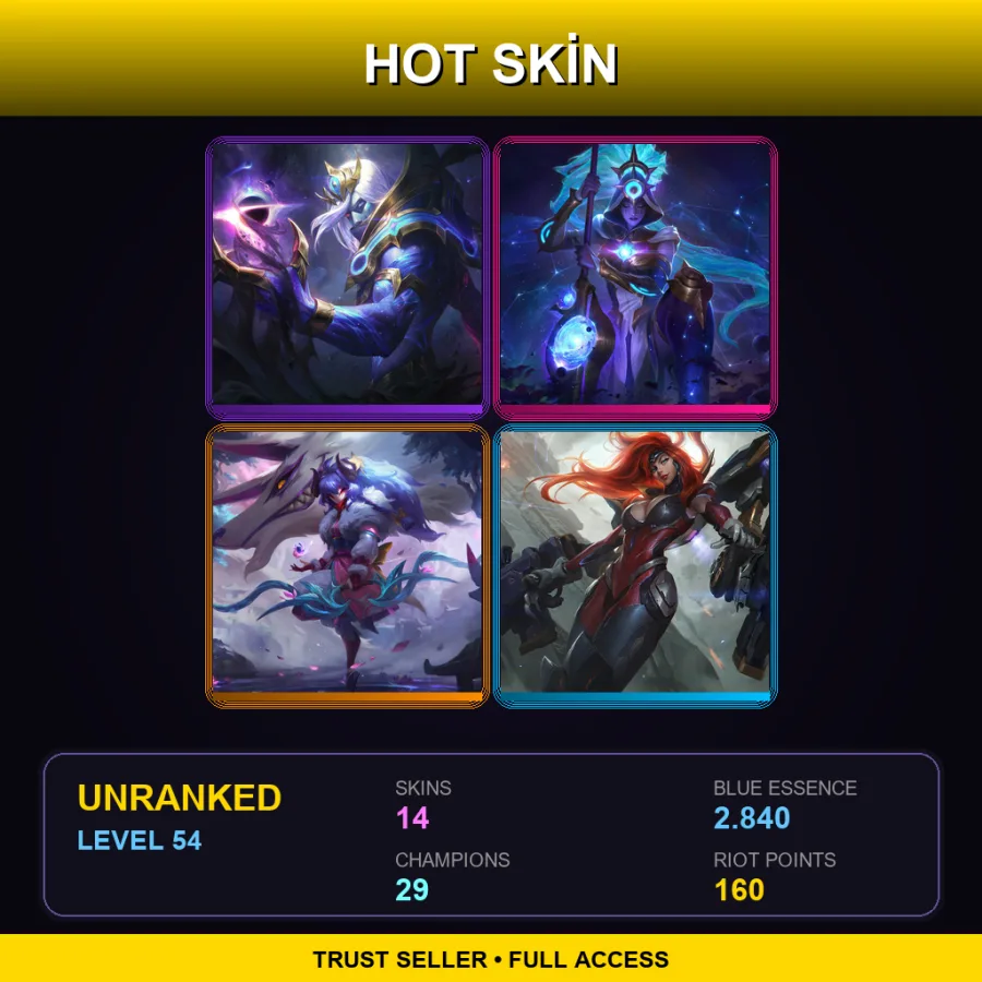 RU | Lv54 | Unranked | 14 Skin | 29 Champ