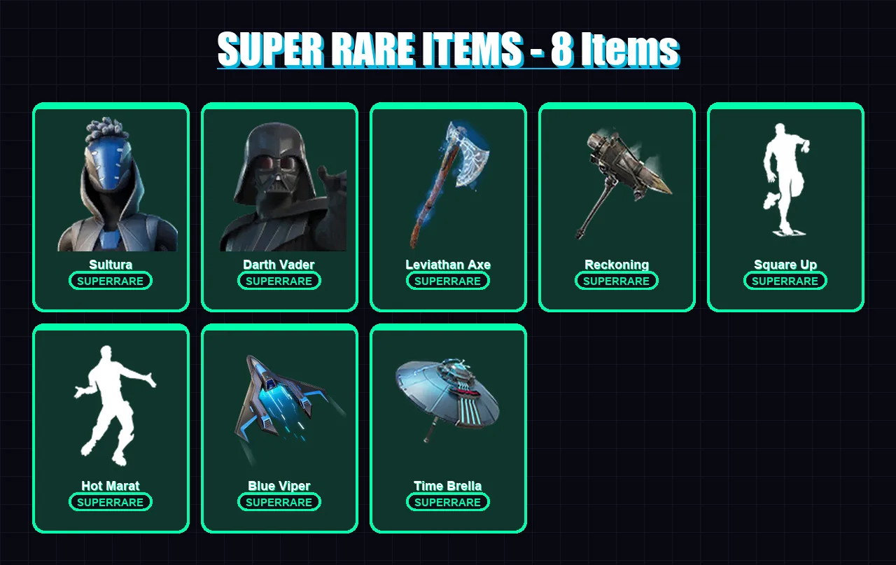 [PC] | Sultura | Darth Vader | Kymera | Calamity | Mandalorian | 123 skin | 170 pickaxe | 136 emote | 153 glider | Lv2694