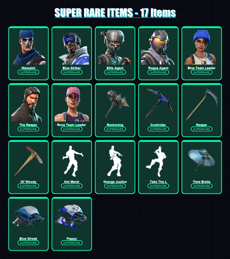 [PS4/PS5/XBOX/PC] | Warpaint | Blue Striker | Elite Agent | Rogue Agent | Blue Team Leader | 144 skin | 177 pickaxe | 143 emote | 140 glider | Lv207 — Fortnite account