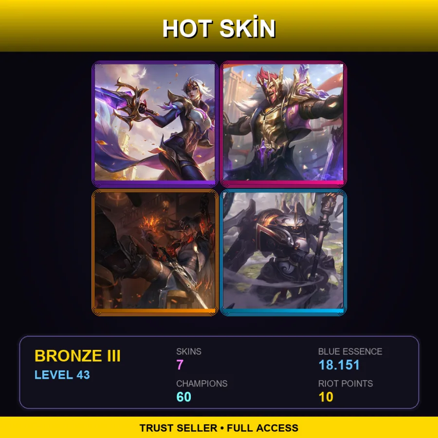 EUNE | Lv43 | Bronze III | 7 Skin | 60 Champ