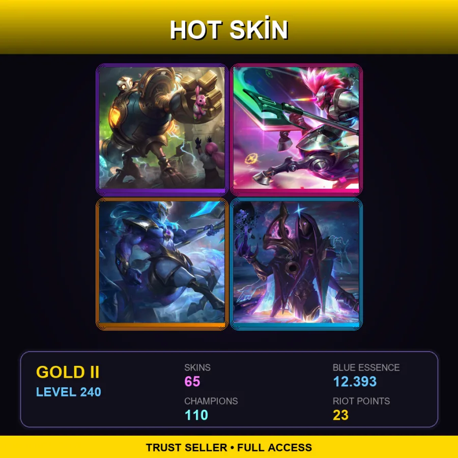 EUW | Lv240 | Gold II | 65 Skin | 110 Champ