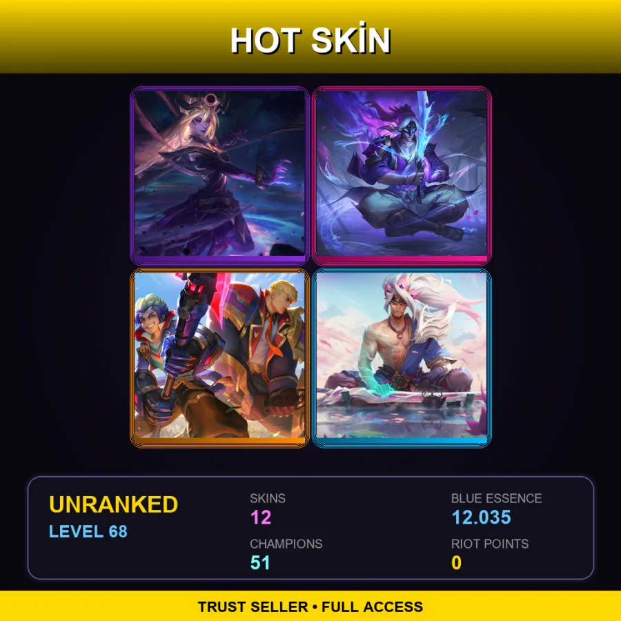 LAN | Lv68 | Unranked | 12 Skin | 51 Champ