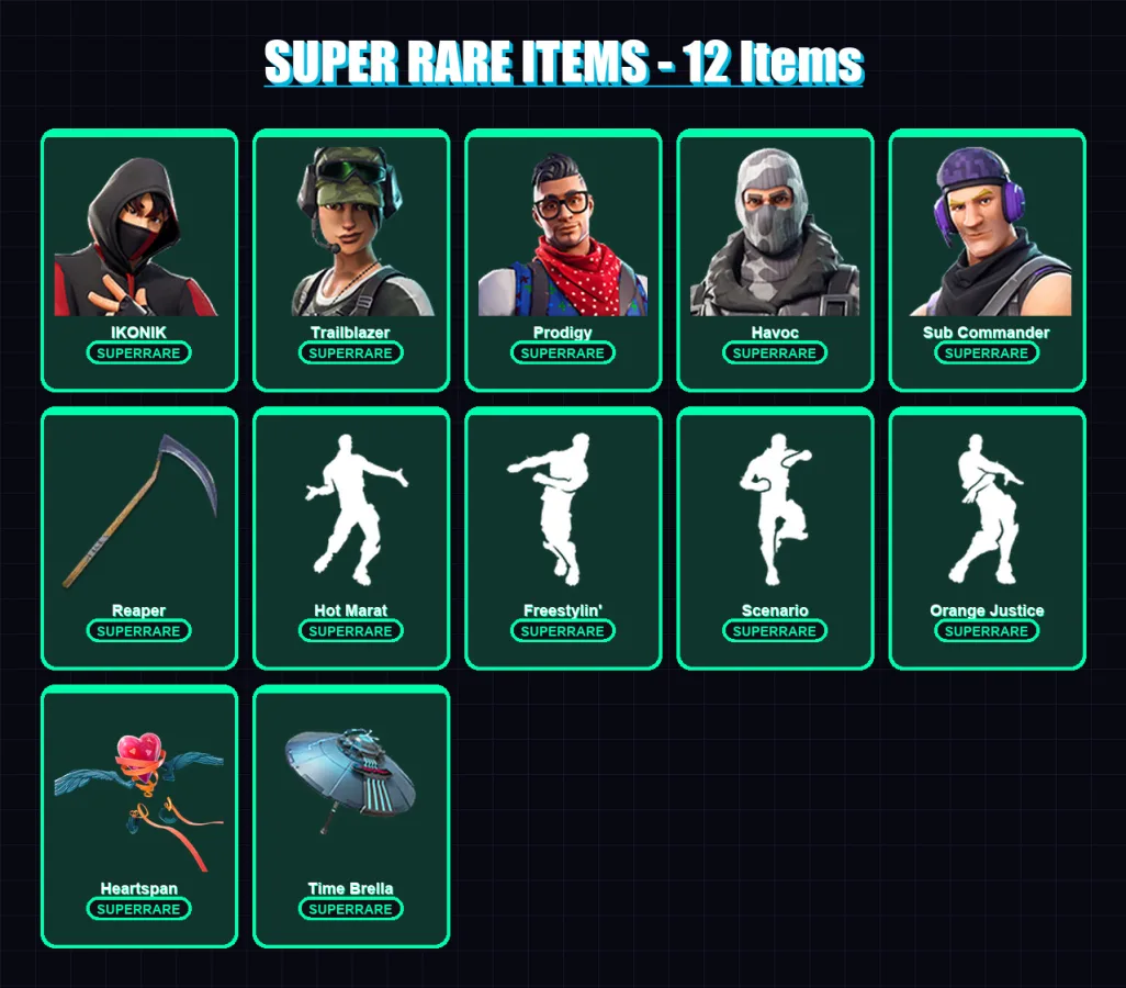 [PC] | IKONIK | Trailblazer | Prodigy | Havoc | Sub Commander | 145 skin | 129 pickaxe | 112 emote | 118 glider | Lv1645