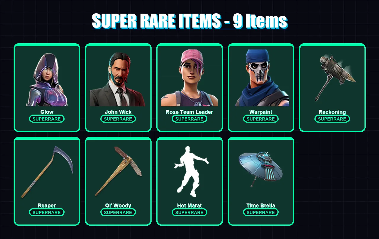[PC/XBOX/PSN] | Glow | John Wick | Rose Team Leader | Warpaint | Luxe | 184 skin | 190 pickaxe | 162 emote | 162 glider | Lv2095 — Fortnite account