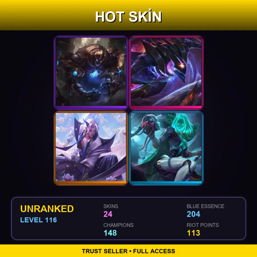 SG | Lv116 | Unranked | 24 Skin | 148 Champ — Battle Principal Yuumi