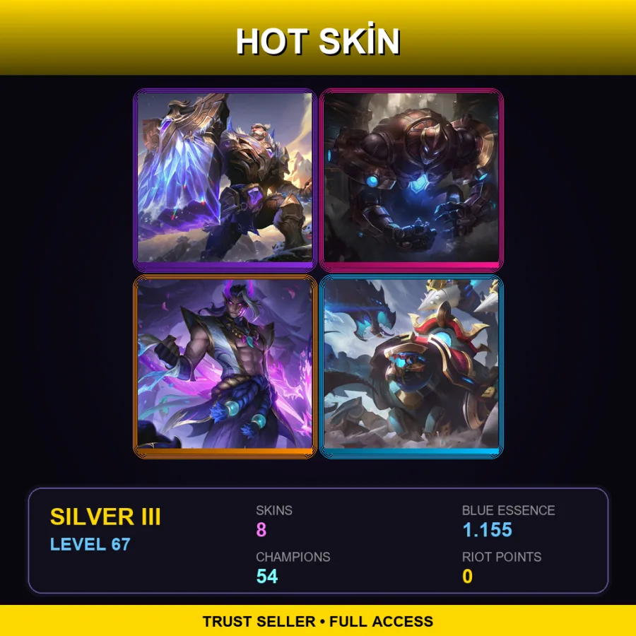 BR | Lv67 | Silver III | 8 Skin | 54 Champ — LoL account