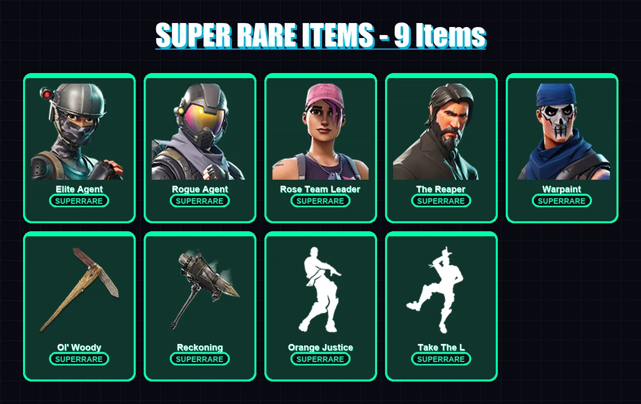 [PC/PSN] | Elite Agent | Rogue Agent | Rose Team Leader | The Reaper | Warpaint | 69 skin | 51 pickaxe | 70 emote | 53 glider | Lv510 — Fortnite account