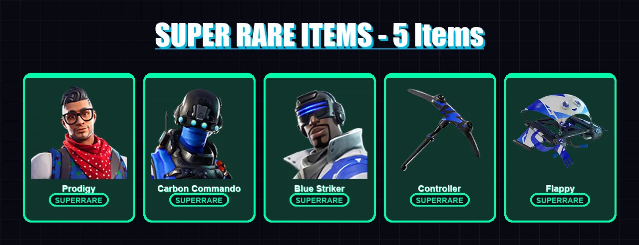 [PC/XBOX/PSN] | Prodigy | Carbon Commando | Blue Striker | Yulejacket | Santa Dogg | 5 skin | 8 pickaxe | 3 emote | 6 glider | Lv64