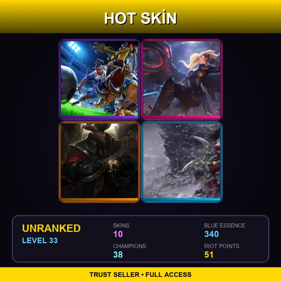 LAS | Lv33 | Unranked | 10 Skin | 38 Champ