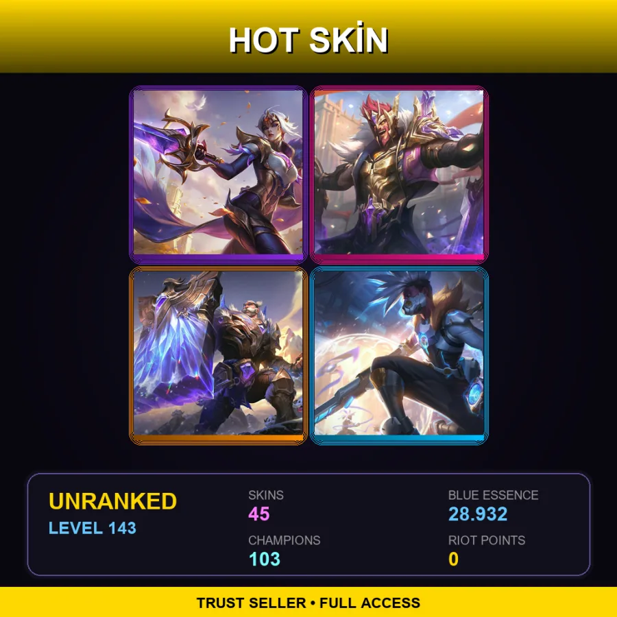 BR | Lv143 | Unranked | 45 Skin | 103 Champ — LoL account