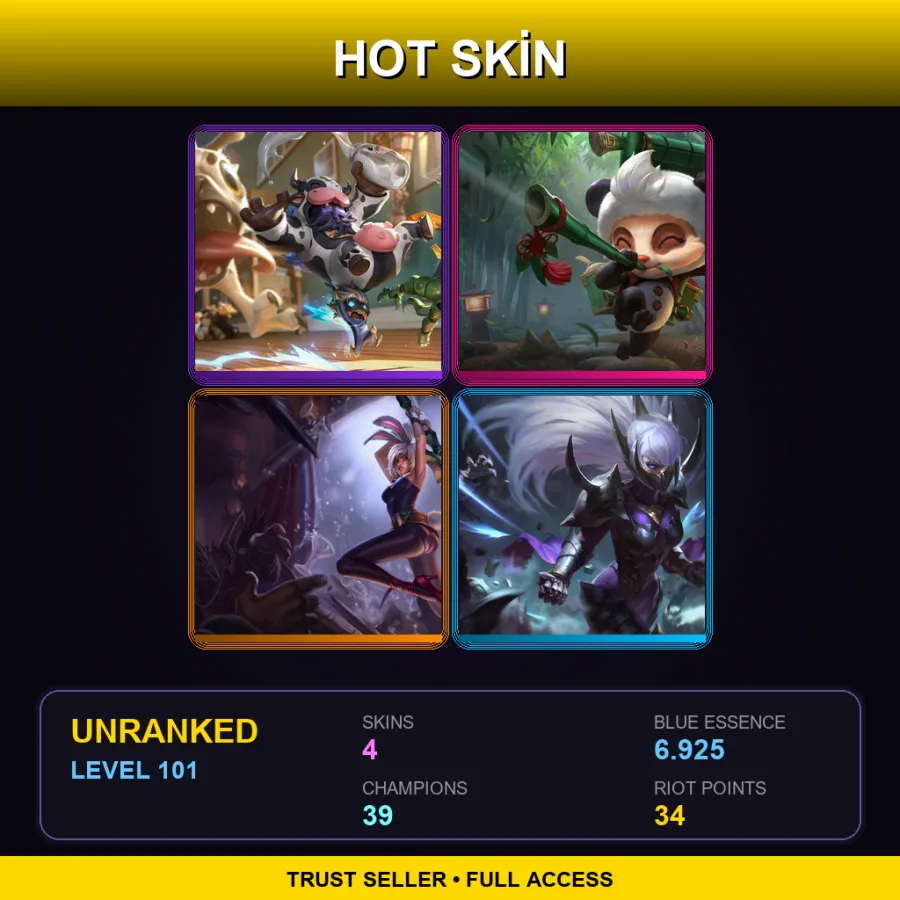 OCE | Lv101 | Unranked | 4 Skin | 39 Champ