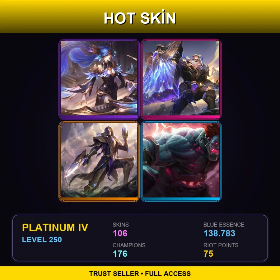 EUW | Lv250 | Platinum IV | 106 Skin | 176 Champ