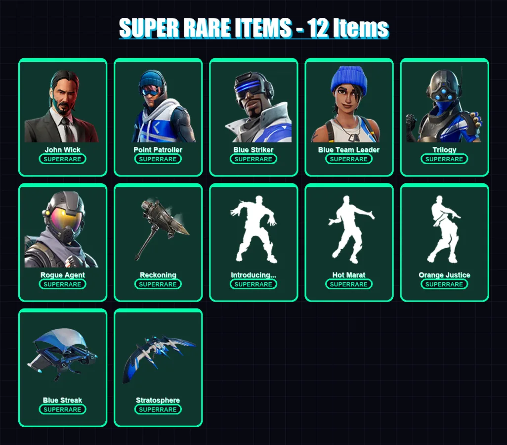 [PS4/PS5/XBOX/PC] | John Wick | Point Patroller | Blue Striker | Blue Team Leader | Trilogy | 123 skin | 98 pickaxe | 119 emote | 98 glider | Lv1581