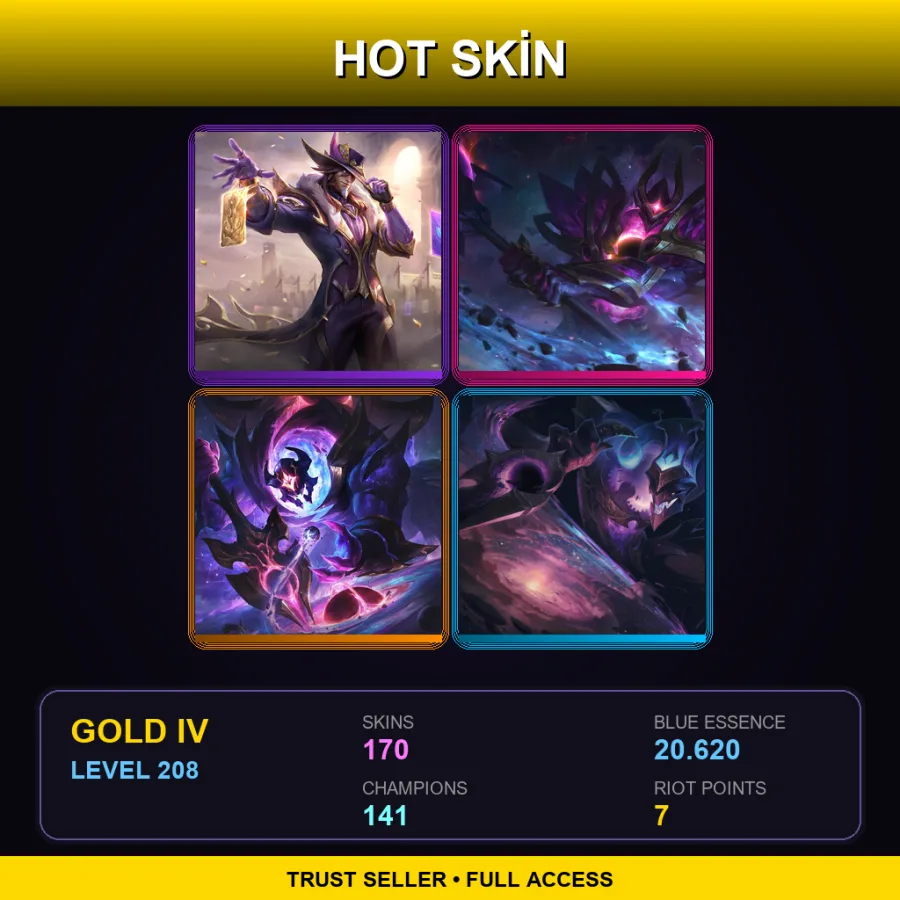 EUNE | Lv208 | Gold IV | 170 Skin | 141 Champ — LoL account