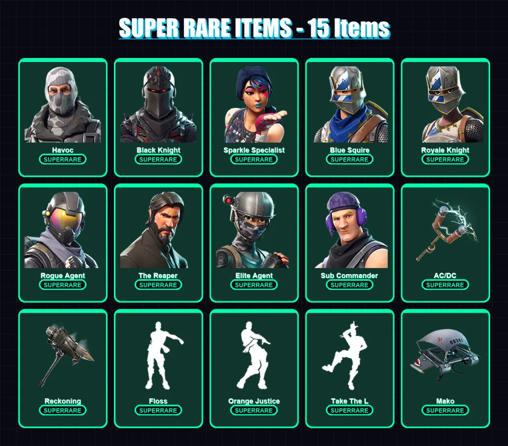 [PC/XBOX/PSN] | Havoc | Black Knight | Sparkle Specialist | Blue Squire | Royale Knight | 18 skin | 13 pickaxe | 15 emote | 16 glider | Lv283 — Fortnite account