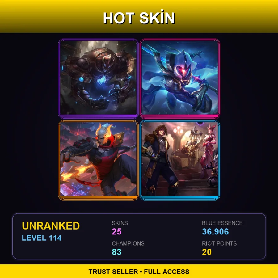 EUW | Lv114 | Unranked | 25 Skin | 83 Champ