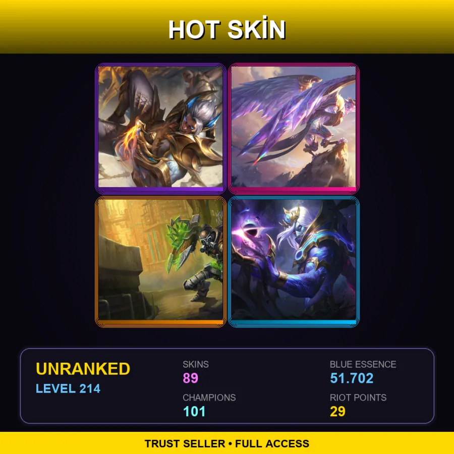 TR | Lv214 | Unranked | 89 Skin | 101 Champ — Hextech Singed