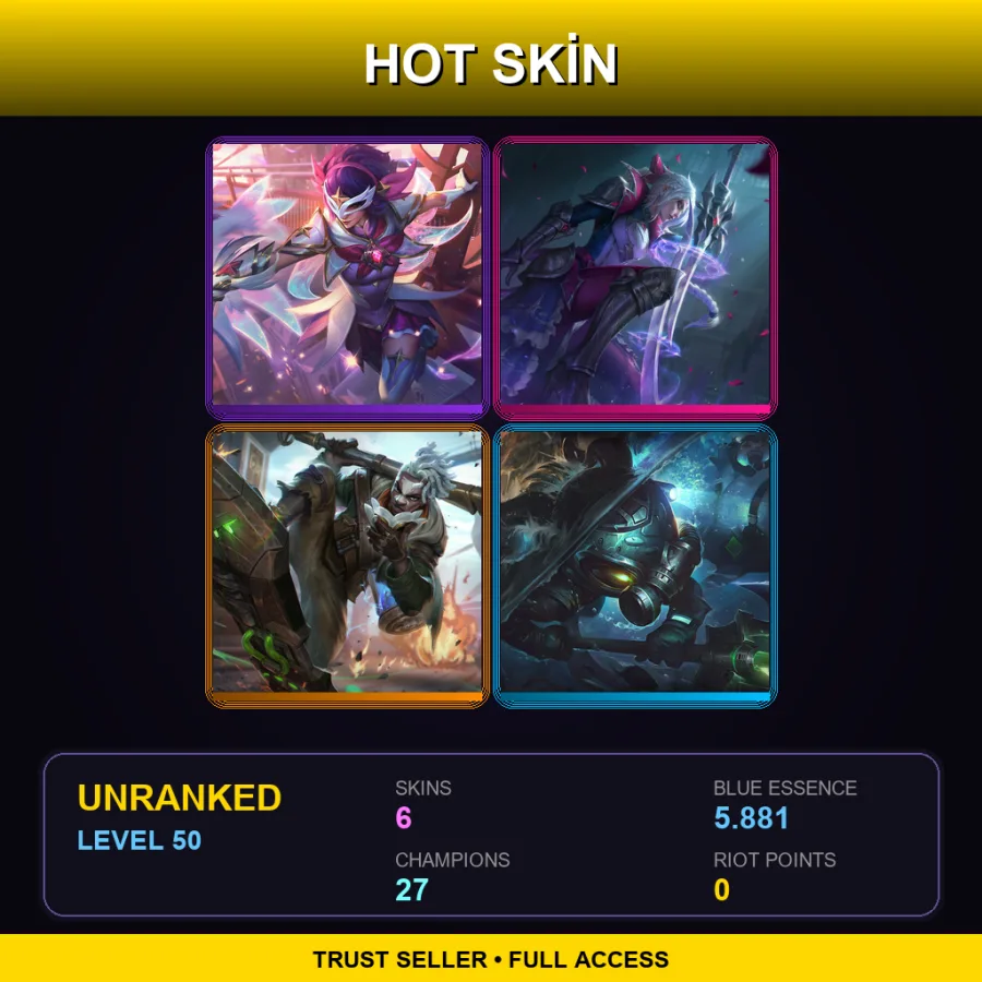 NA | Lv50 | Unranked | 6 Skin | 27 Champ — LoL account