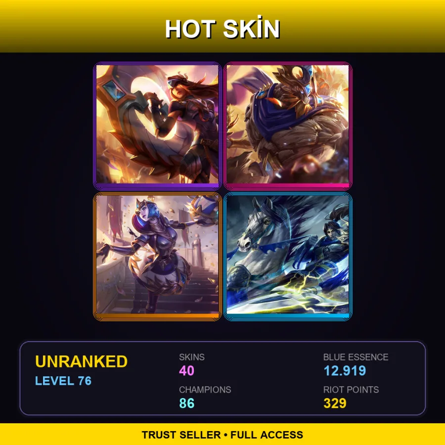 EUNE | Lv76 | Unranked | 40 Skin | 86 Champ — LoL account
