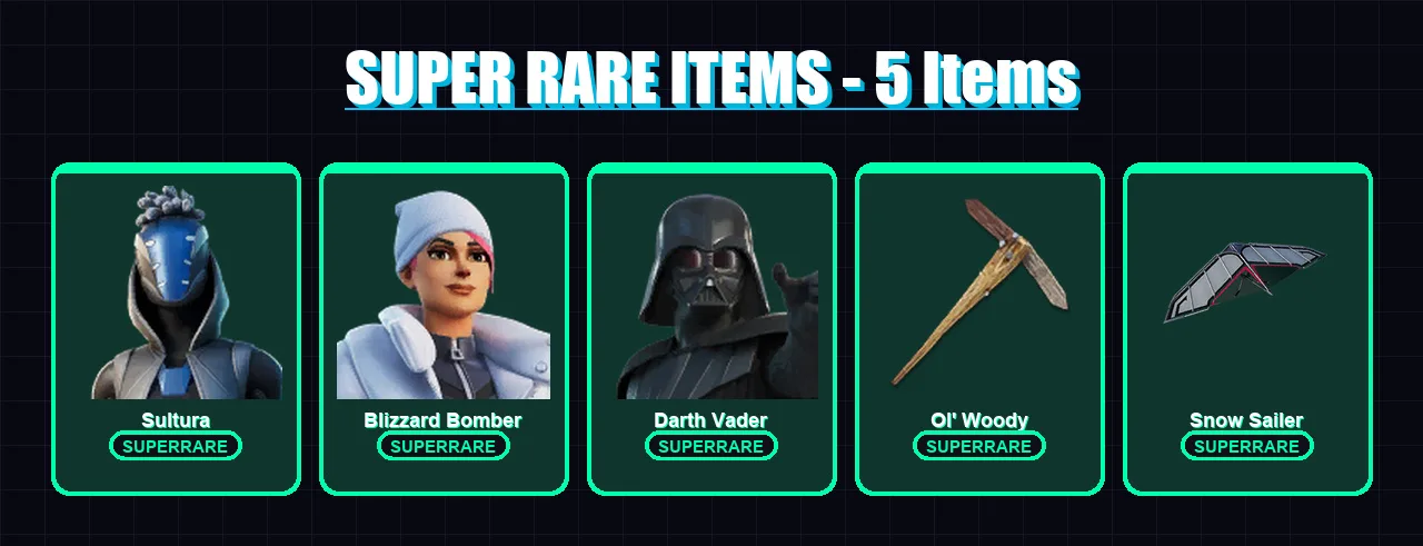 [PS4/PS5/XBOX/PC] | Sultura | Blizzard Bomber | Darth Vader | Twyn | The Ageless | 62 skin | 86 pickaxe | 55 emote | 66 glider | Lv777