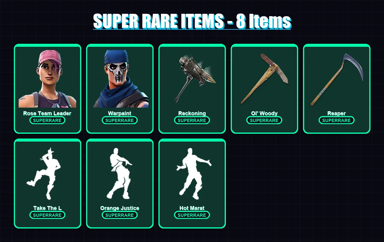 [PC/PSN] | Rose Team Leader | Warpaint | Fusion | Omega | Midas | 128 skin | 110 pickaxe | 89 emote | 109 glider | Lv1301