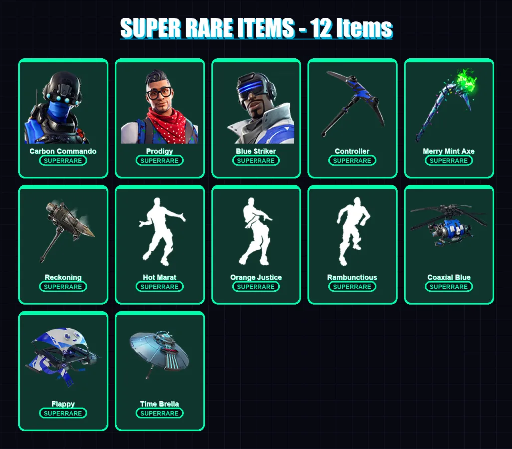 [PC/XBOX] | Carbon Commando | Prodigy | Blue Striker | Zenith | Omega | 46 skin | 49 pickaxe | 77 emote | 55 glider | Lv752