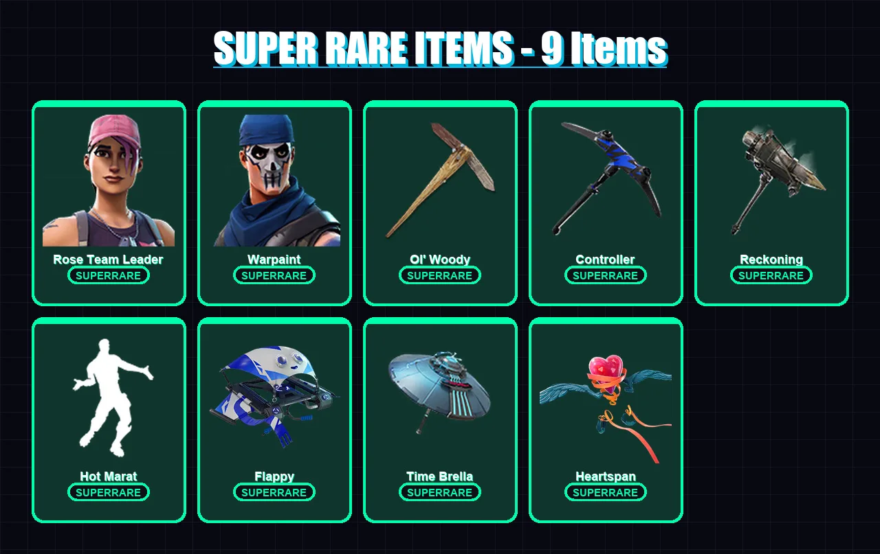 [PS4/PS5/XBOX/PC] | Rose Team Leader | Warpaint | Dire | Hybrid | Sentinel | 89 skin | 91 pickaxe | 81 emote | 93 glider | Lv839