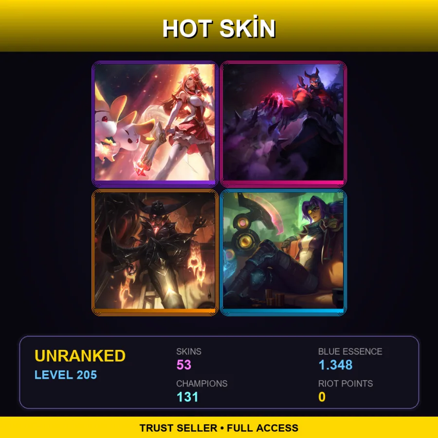 LAN | Lv205 | Unranked | 53 Skin | 131 Champ