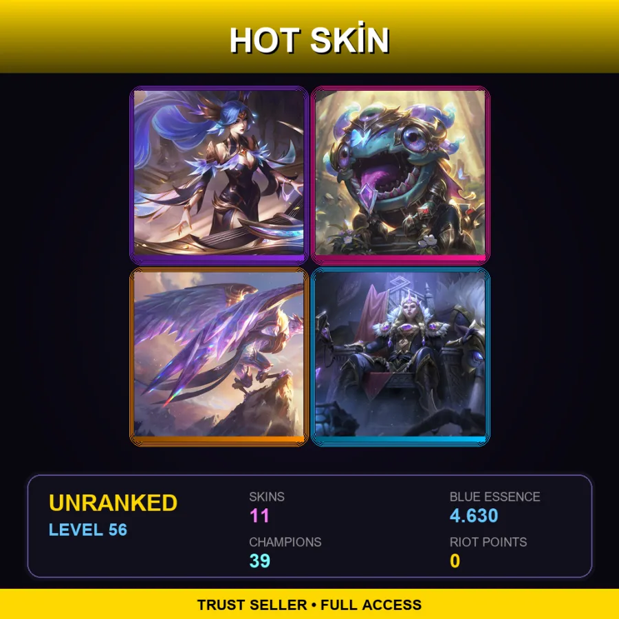 LAS | Lv56 | Unranked | 11 Skin | 39 Champ — LoL account