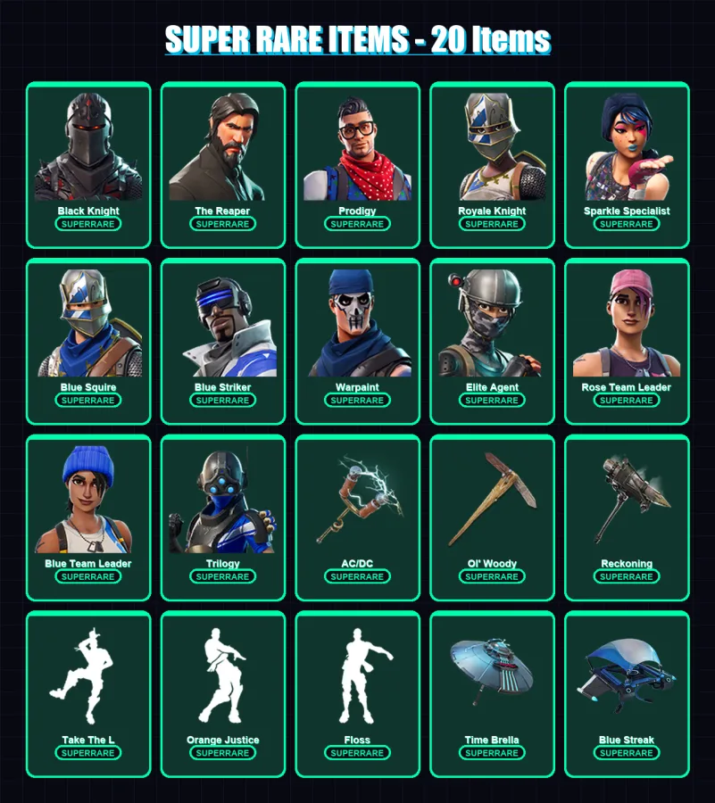 [PC/XBOX] | Black Knight | The Reaper | Prodigy | Royale Knight | Sparkle Specialist | 65 skin | 71 pickaxe | 78 emote | 78 glider | Lv907