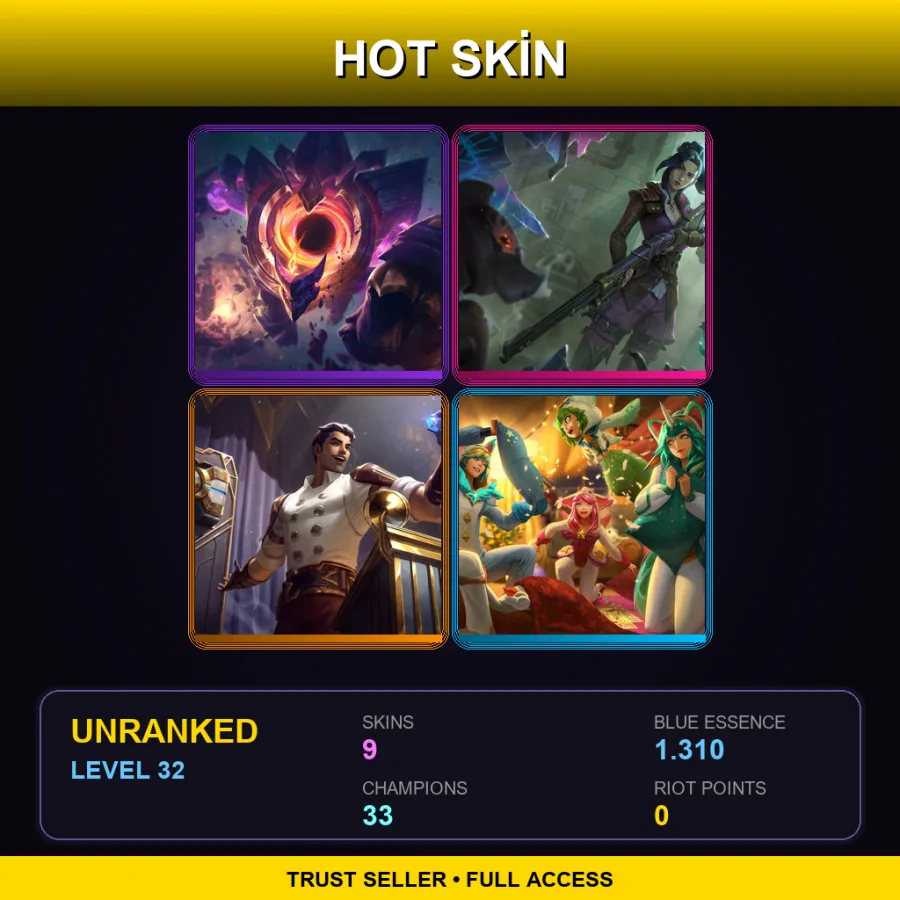 NA | Lv32 | Unranked | 9 Skin | 33 Champ