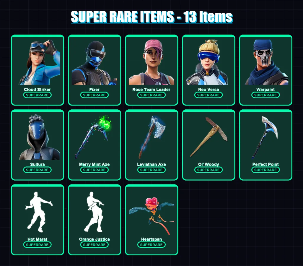 [PS4/PS5/XBOX/PC] | Cloud Striker | Fixer | Rose Team Leader | Neo Versa | Warpaint | 136 skin | 145 pickaxe | 147 emote | 123 glider | Lv1792