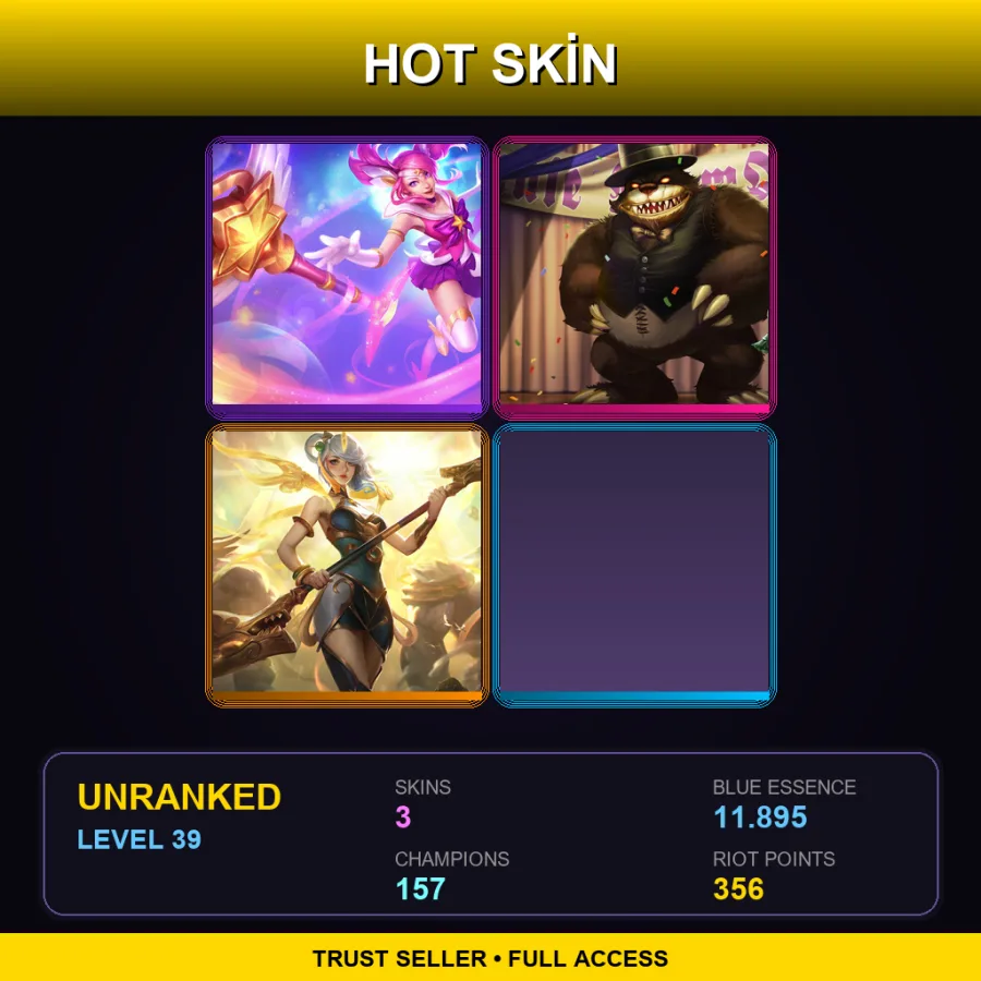 VN | Star Guardian Lux | Prom Queen Annie | Lunar Empress Lux | 3 Skin | 157 Champ | Lv39
