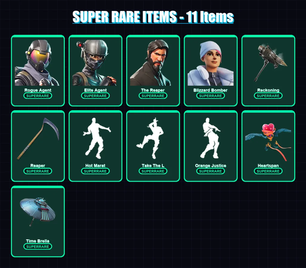 [PS4/PS5/PC] | Rogue Agent | Elite Agent | The Reaper | Blizzard Bomber | Valor | 69 skin | 84 pickaxe | 112 emote | 88 glider | Lv1454