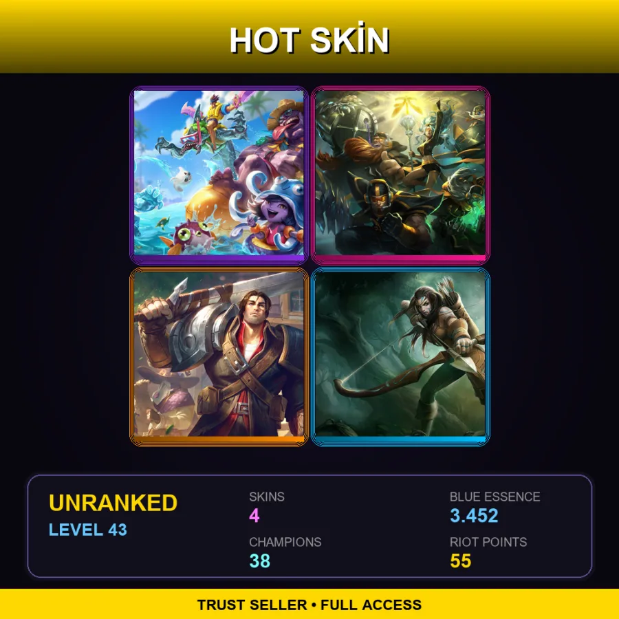 LAS | Lv43 | Unranked | 4 Skin | 38 Champ — Pool Party Mundo