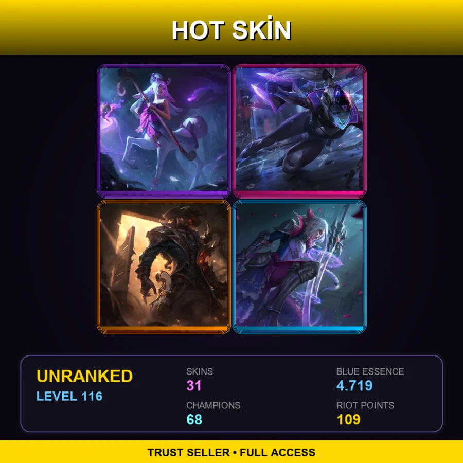 EUW | Lv116 | Unranked | 31 Skin | 68 Champ
