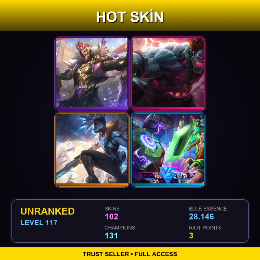 BR | Lv117 | Unranked | 102 Skin | 131 Champ — LoL account