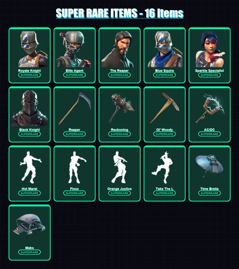 [PC/PSN] | Royale Knight | Elite Agent | The Reaper | Blue Squire | Sparkle Specialist | 256 skin | 233 pickaxe | 230 emote | 188 glider | Lv2785