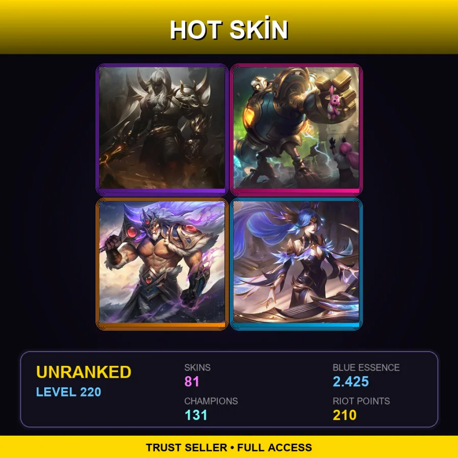 EUW | Lv220 | Unranked | 81 Skin | 131 Champ