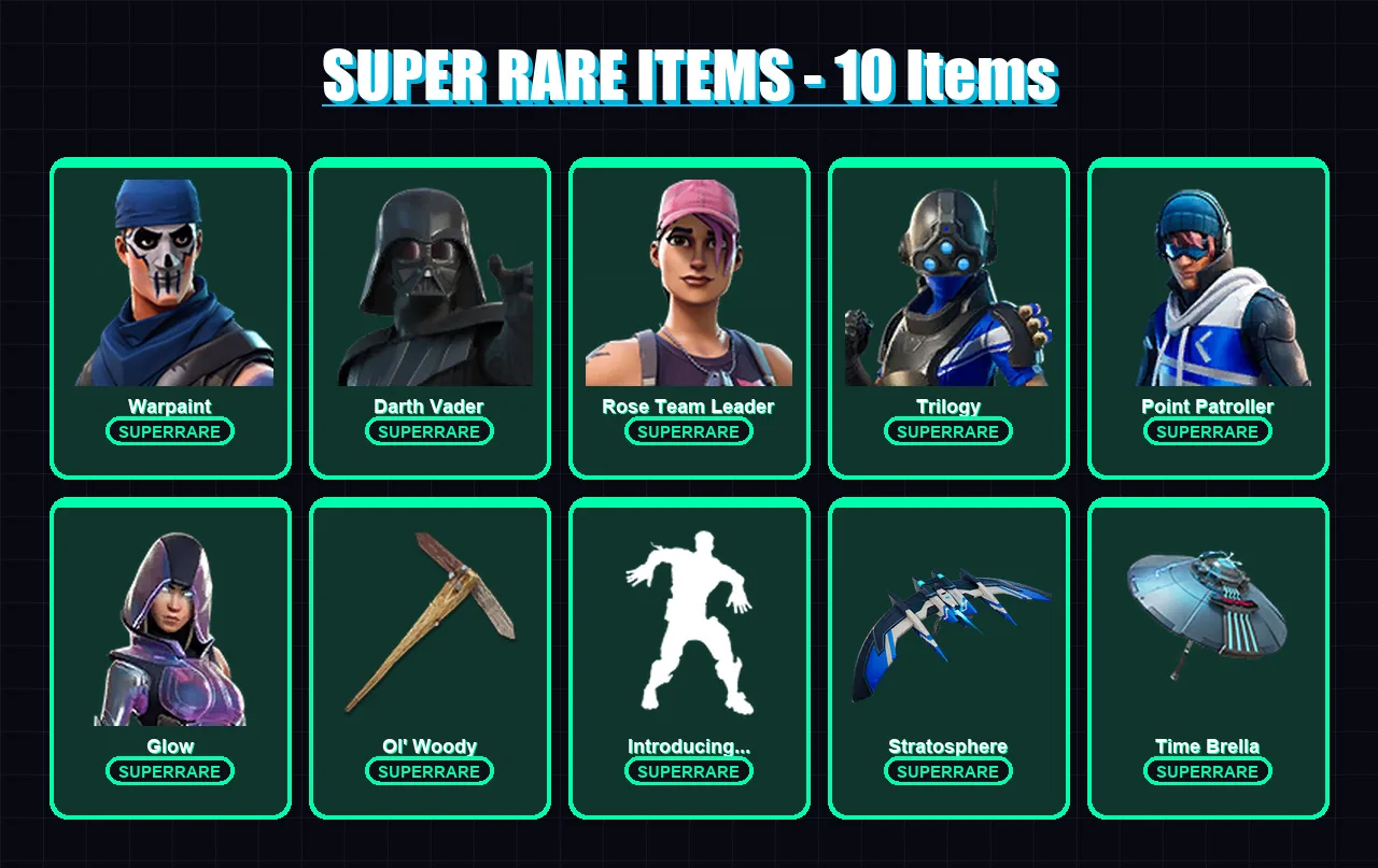 [PC/XBOX/PSN] | Warpaint | Darth Vader | Rose Team Leader | Trilogy | Point Patroller | 82 skin | 97 pickaxe | 91 emote | 86 glider | Lv1250