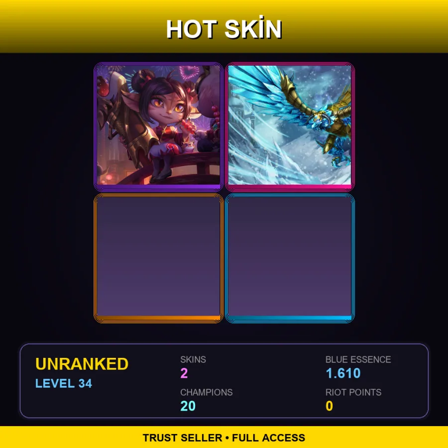 EUW | Lv34 | Unranked | 2 Skin | 20 Champ