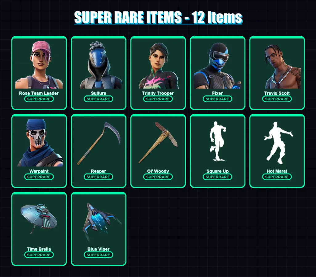[PC/XBOX] | Rose Team Leader | Sultura | Trinity Trooper | Fixer | Travis Scott | 279 skin | 323 pickaxe | 289 emote | 219 glider | Lv4173