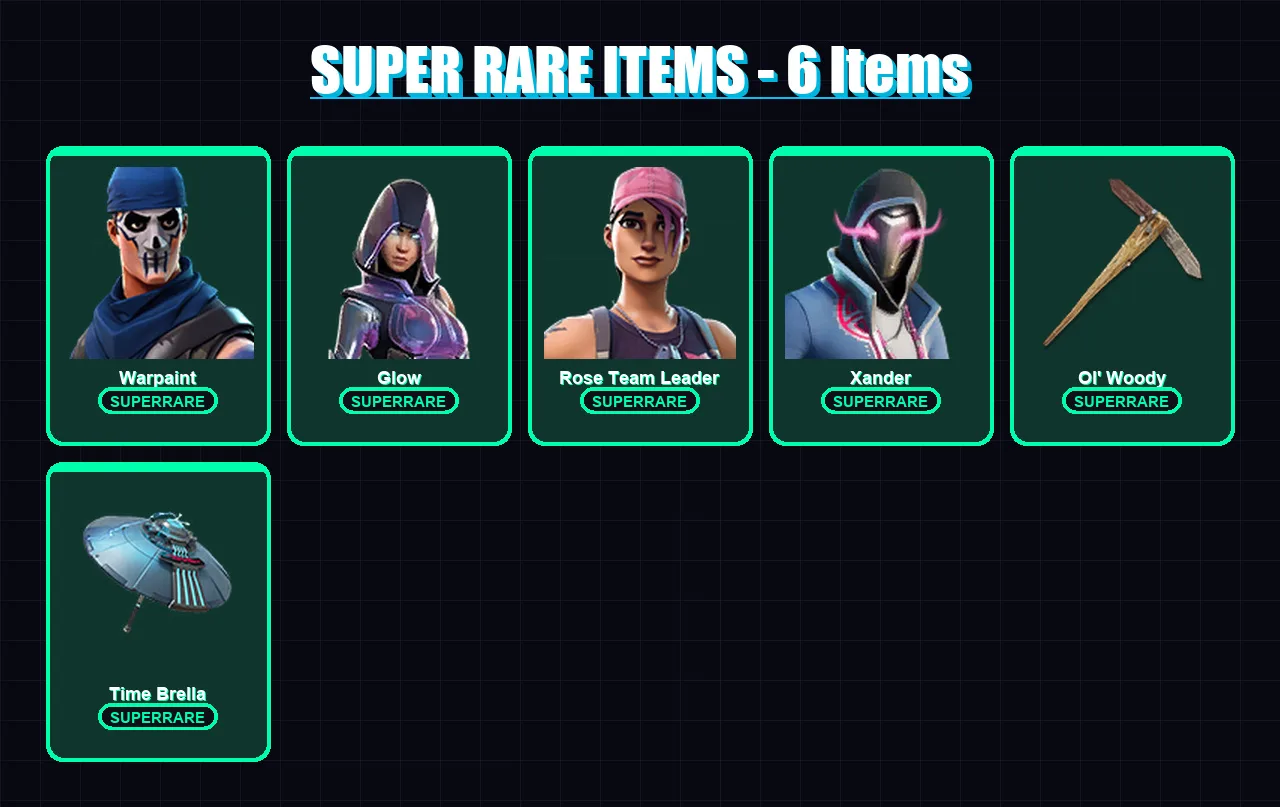 [PC/PSN] | Warpaint | Glow | Rose Team Leader | Xander | Fade | 84 skin | 89 pickaxe | 86 emote | 99 glider | Lv1032
