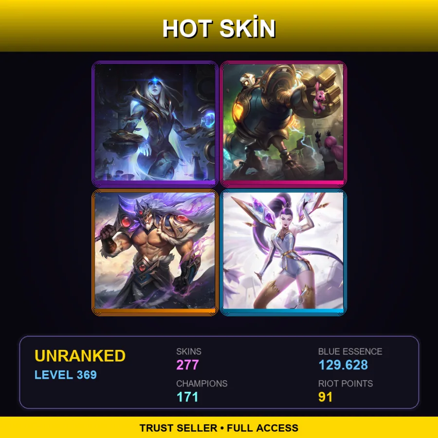 RU | Lv369 | Unranked | 277 Skin | 171 Champ