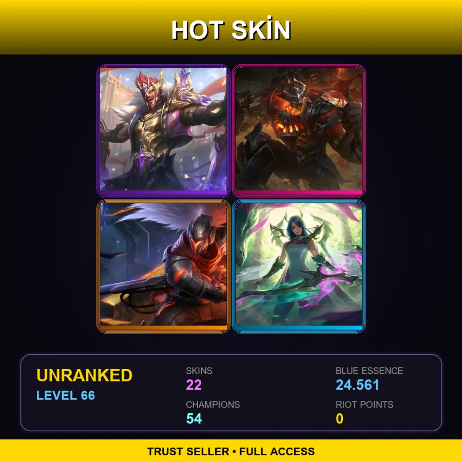 LAN | Lv66 | Unranked | 22 Skin | 54 Champ — Pentakill Yorick