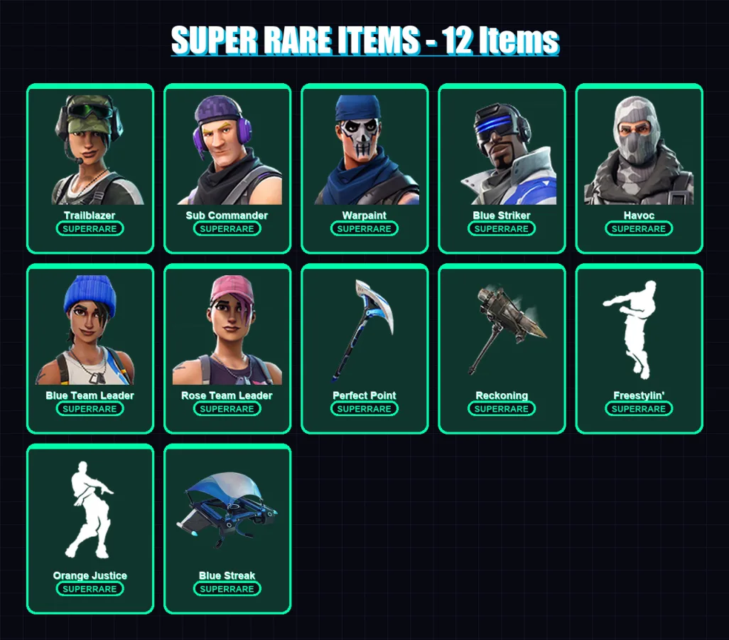 [PC/XBOX/PSN] | Trailblazer | Sub Commander | Warpaint | Blue Striker | Havoc | 24 skin | 26 pickaxe | 30 emote | 33 glider | Lv365