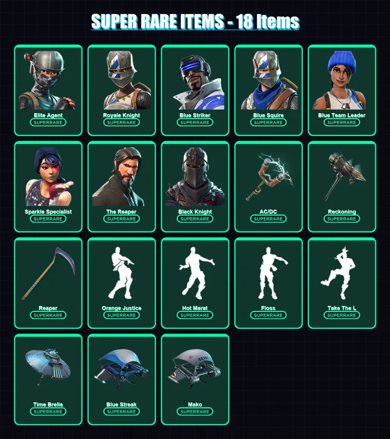 [PC/XBOX] | Elite Agent | Royale Knight | Blue Striker | Blue Squire | Blue Team Leader | 82 skin | 99 pickaxe | 88 emote | 98 glider | Lv1963