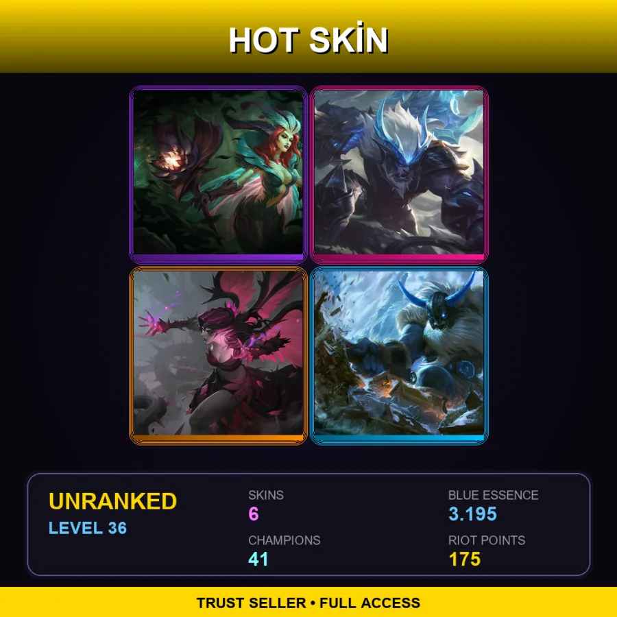 EUW | Lv36 | Unranked | 6 Skin | 41 Champ